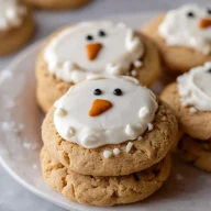 Melted Snowman Peanut Butter Cookies