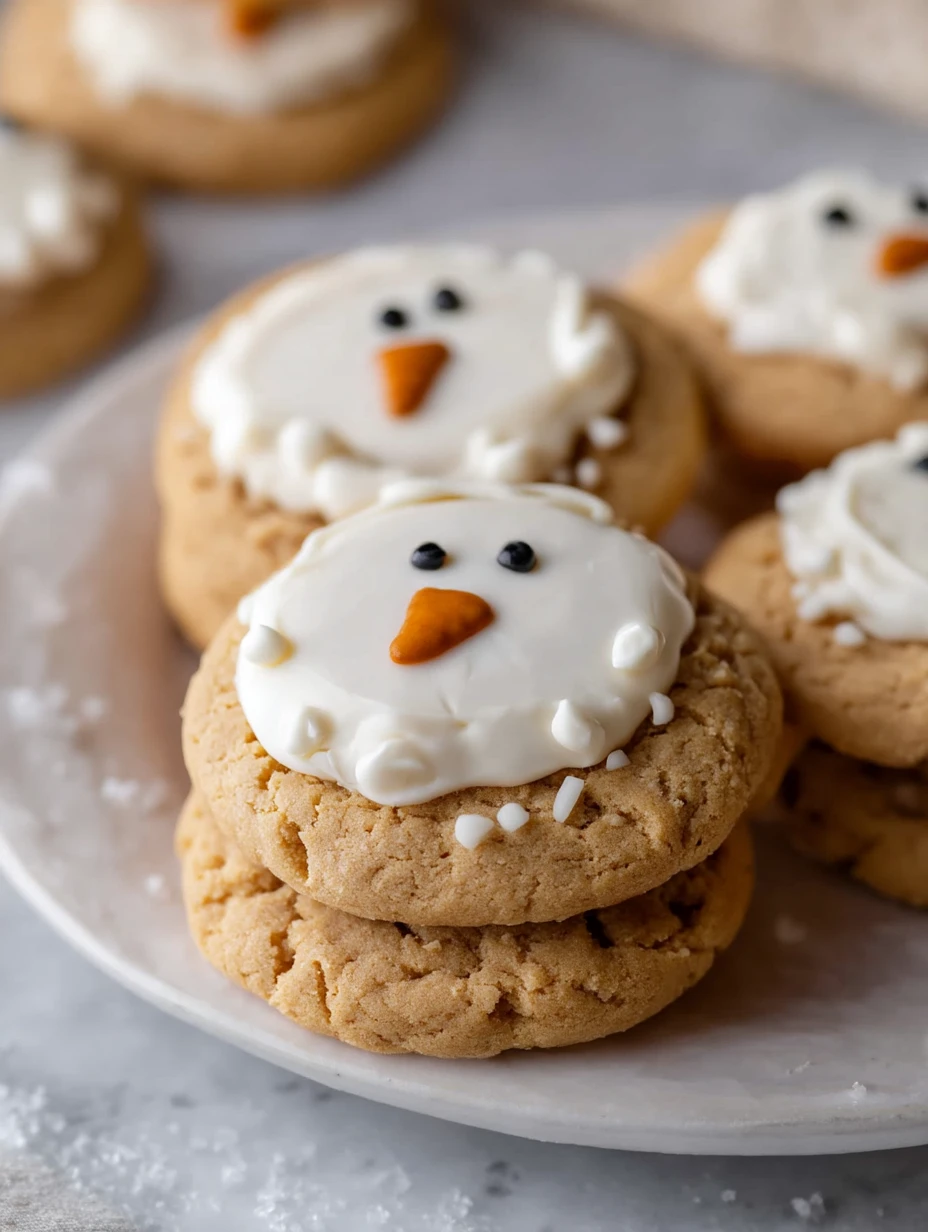 Melted Snowman Peanut Butter Cookies