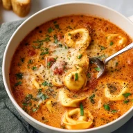 Cheesy Tomato Tortellini Soup