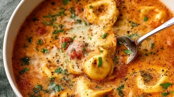 Cheesy Tomato Tortellini Soup