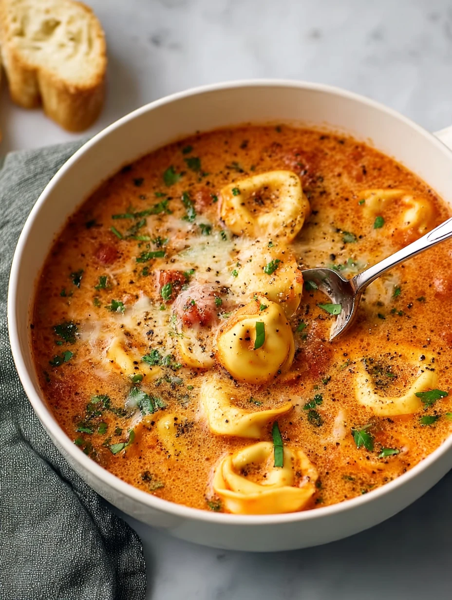 Cheesy Tomato Tortellini Soup