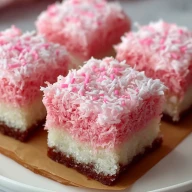 Pink Coconut Snowball Cake Bars