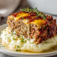 Meatloaf with Mashed Potatoes and Cheese