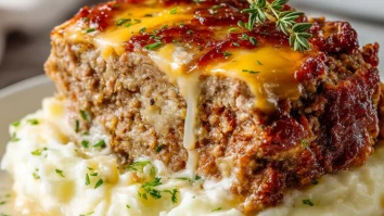 Meatloaf with Mashed Potatoes and Cheese