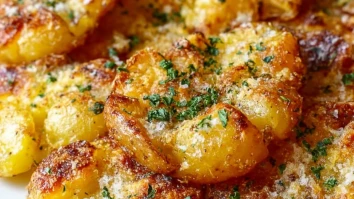Crispy Garlic Butter Parmesan Smashed Potatoes