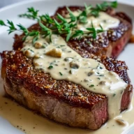 Juicy Steak with Creamy Garlic Sauce