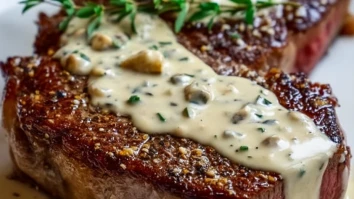Juicy Steak with Creamy Garlic Sauce