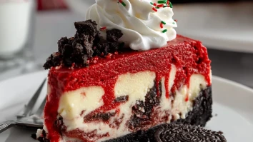 Christmas Red Velvet Cheesecake with Oreo Crust