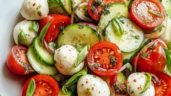 Fresh Cucumber Caprese Salad