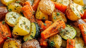 Garlic Herb Roasted Potatoes Carrots and Zucchini