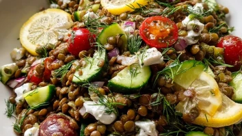 Mediterranean Lentil Salad with Lemon Dill Dressing