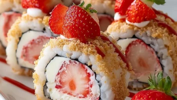 Strawberry Shortcake Cheesecake Sushi Rolls