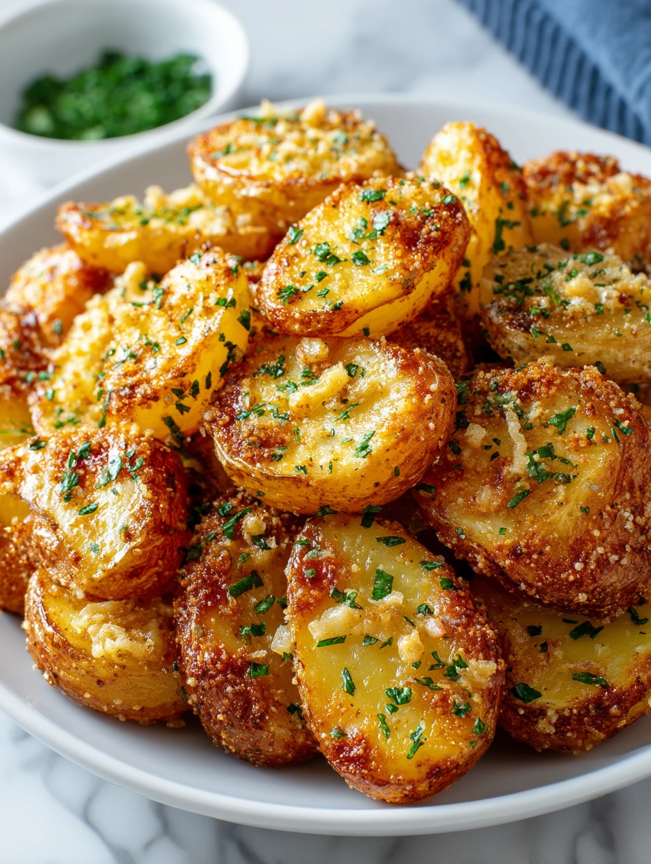 Crispy Cheesy Garlic Potatoes