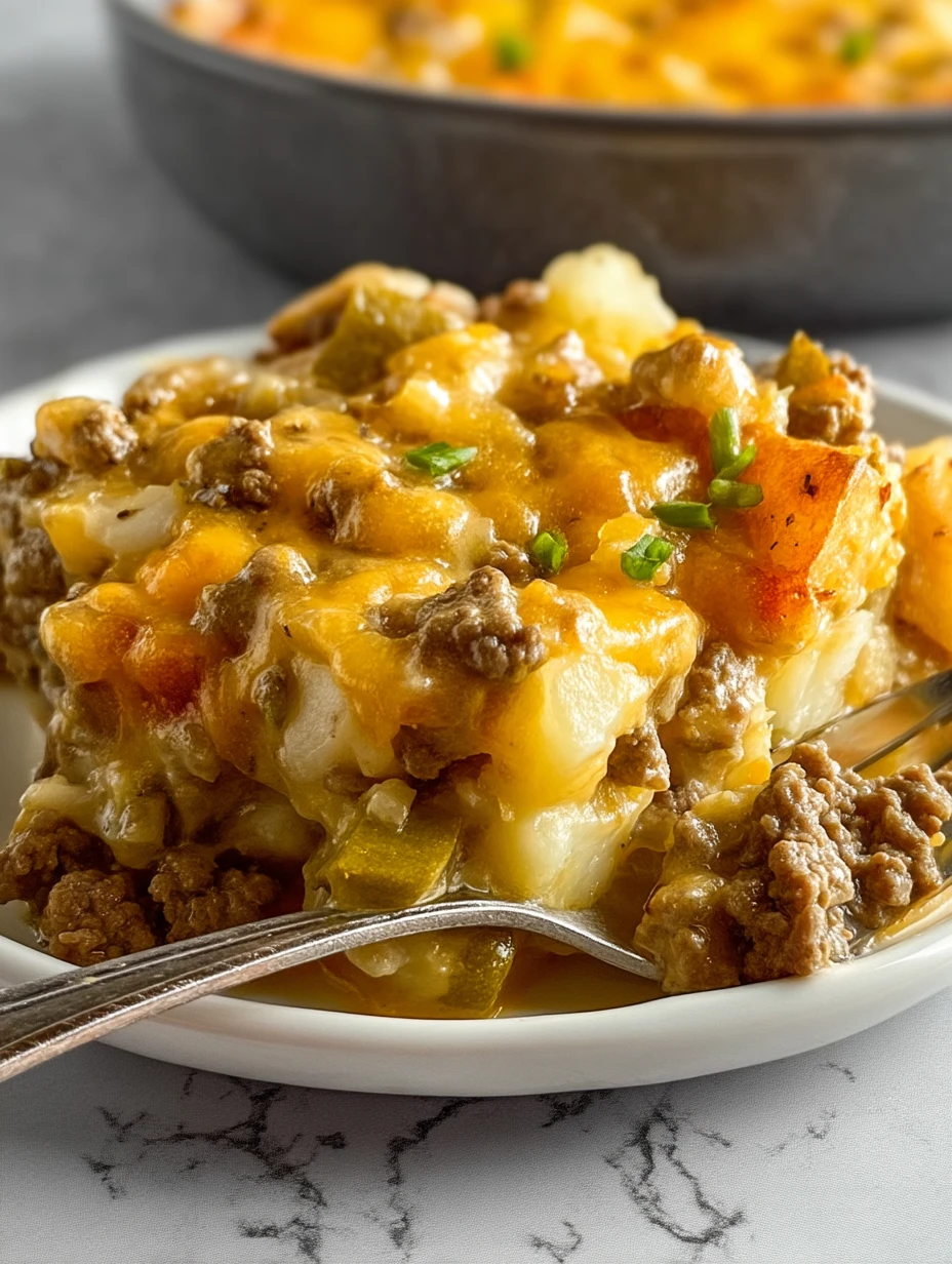 Cheesy Beef & Frozen Potato Casserole