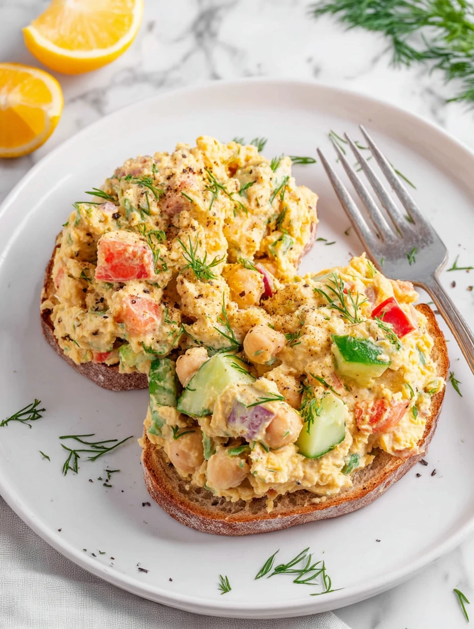 Mashed Chickpea Salad with Greek Yogurt