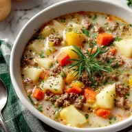 Chunky Ground Beef and Potato Soup