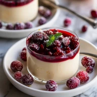 Eggnog Panna Cotta With Spiked Cranberry Sauce