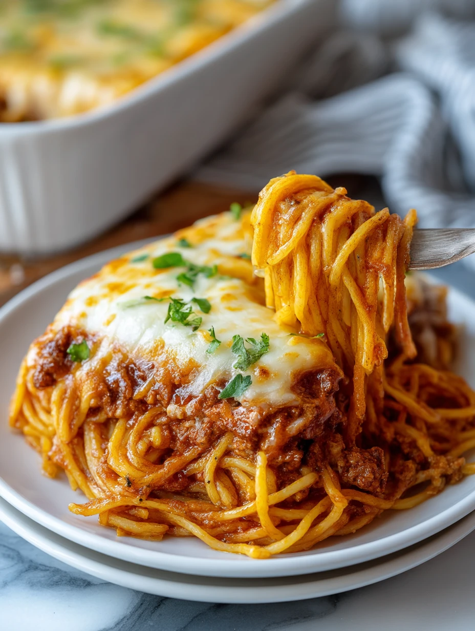 Baked Cream Cheese Spaghetti Casserole