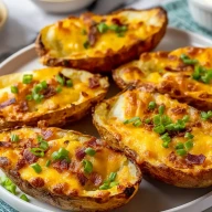Cheddar Oven Baked Potato Skins