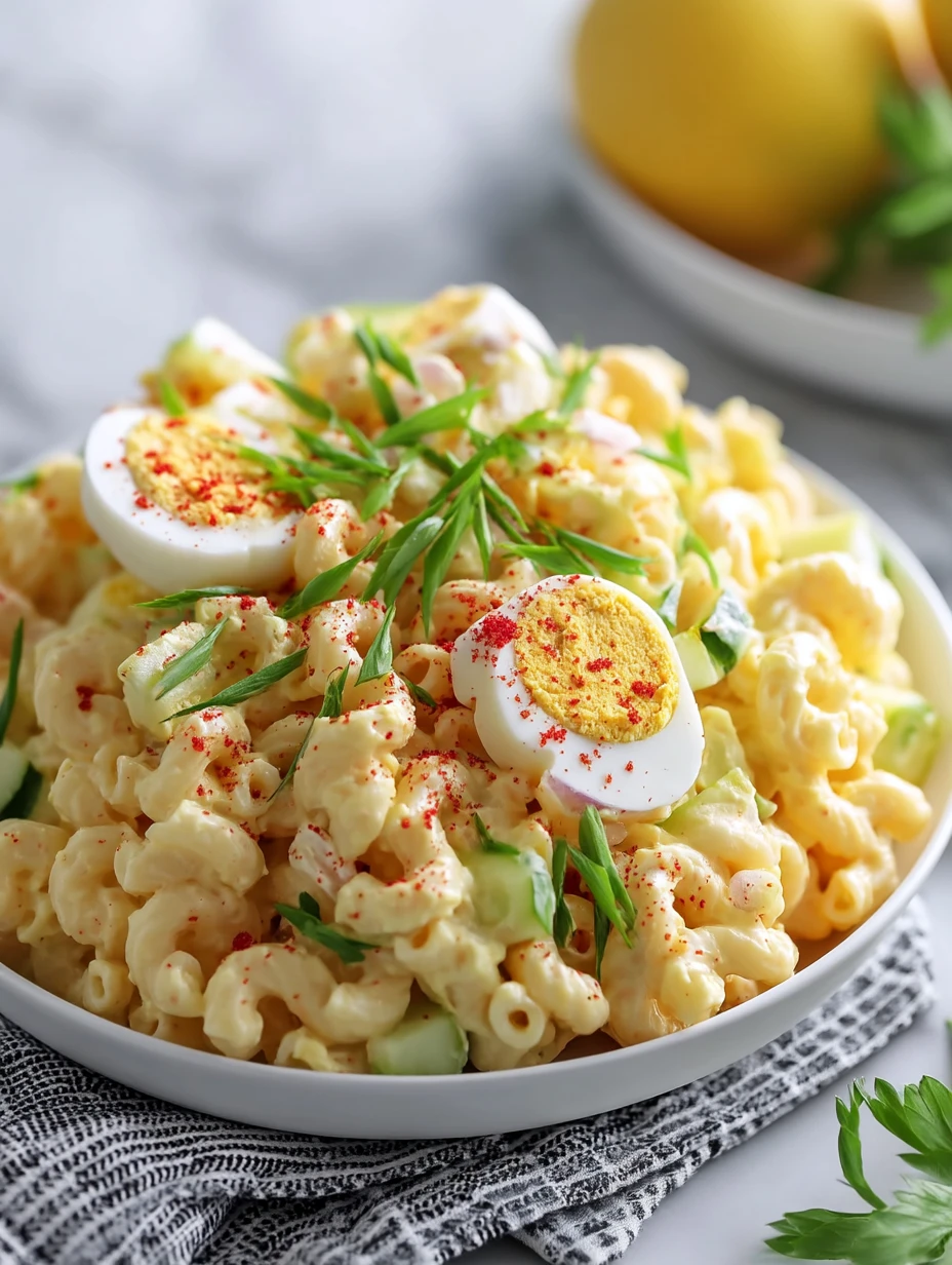 Creamy Deviled Egg Macaroni Salad