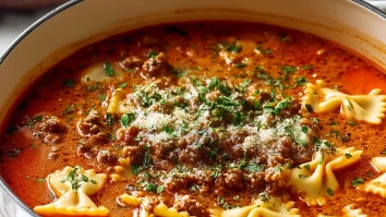 Creamy Lasagna Soup With Sausage And Ground Beef
