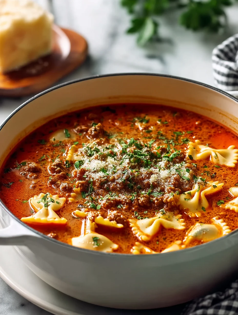 Creamy Lasagna Soup With Sausage And Ground Beef