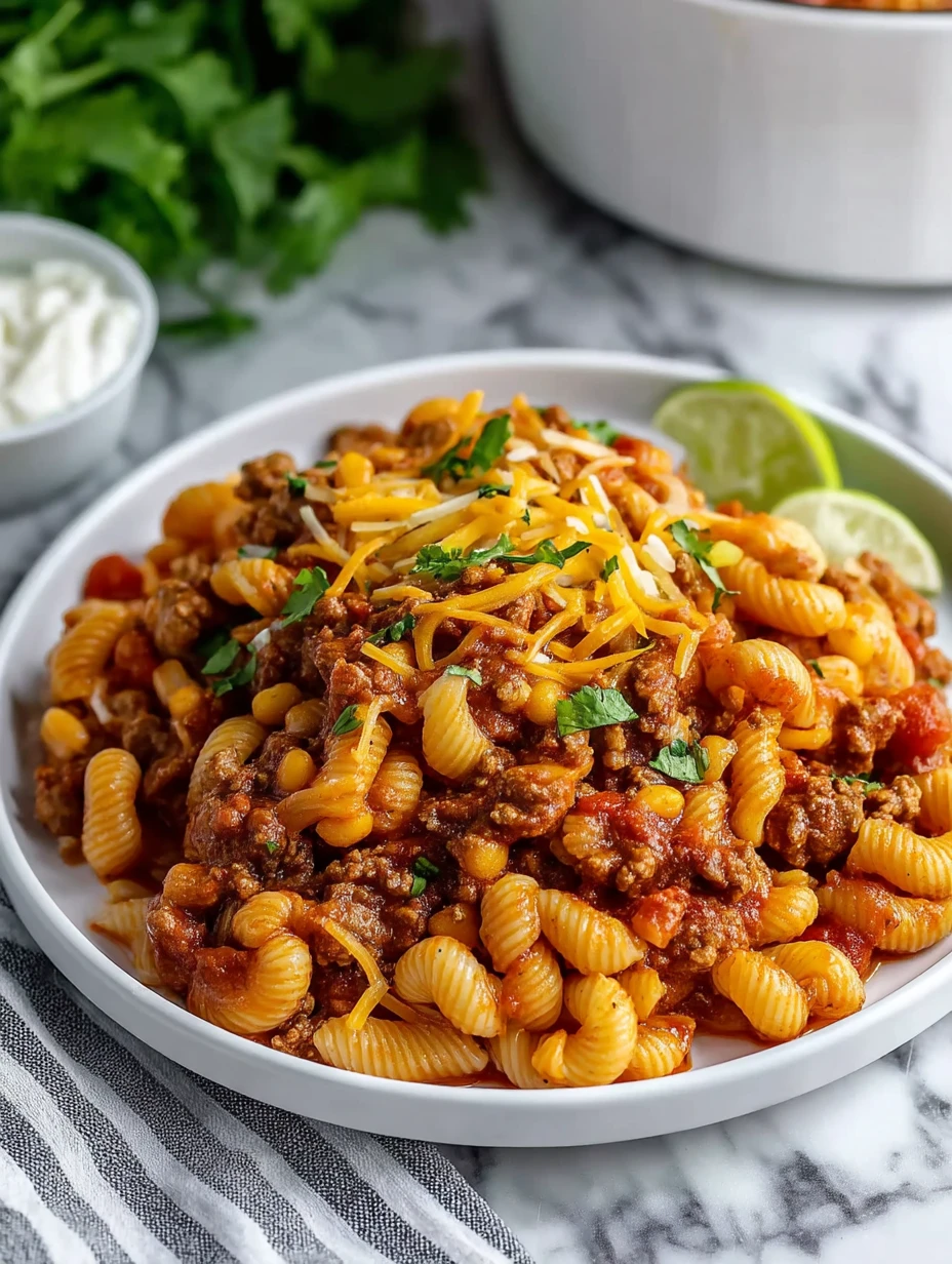 Quick Crockpot Taco Pasta