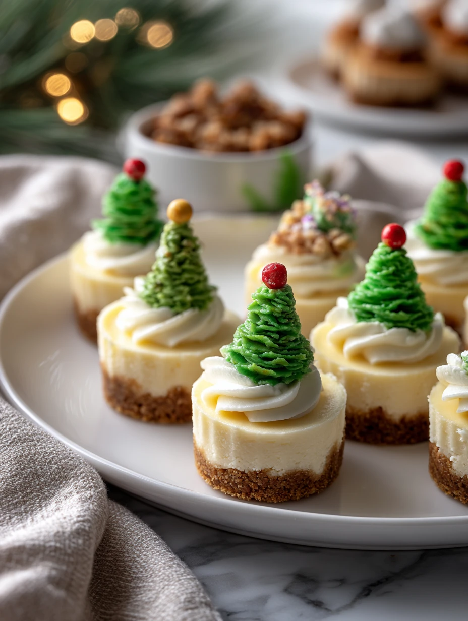 Adorable Christmas Mini Tree Cheesecakes