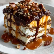 Decadent No-Bake Turtle Lasagna