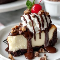 Heavenly Hot Fudge Sundae Brownie Cheesecake