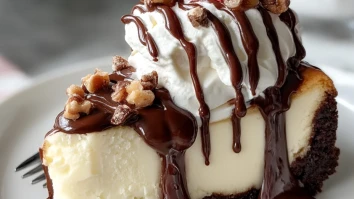 Heavenly Hot Fudge Sundae Brownie Cheesecake