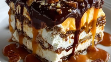 Decadent No-Bake Turtle Lasagna