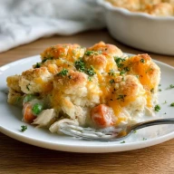 Easy Chicken Cobbler Dinner Casserole (Made with Red Lobster Biscuit Mix)