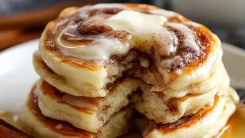 Easy Fluffy Cinnamon Roll Pancakes