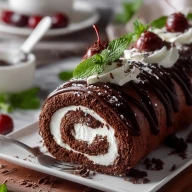 Elegant Black Forest Cake Roll
