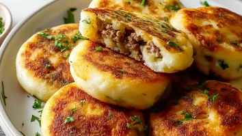 Homemade Meat Stuffed Potato Cakes