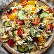 Mediterranean Cottage Cheese Pasta Salad