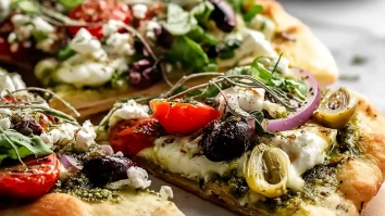 Pesto Mediterranean Flatbread Pizza