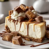 White Chocolate Reese’s Dream Cheesecake