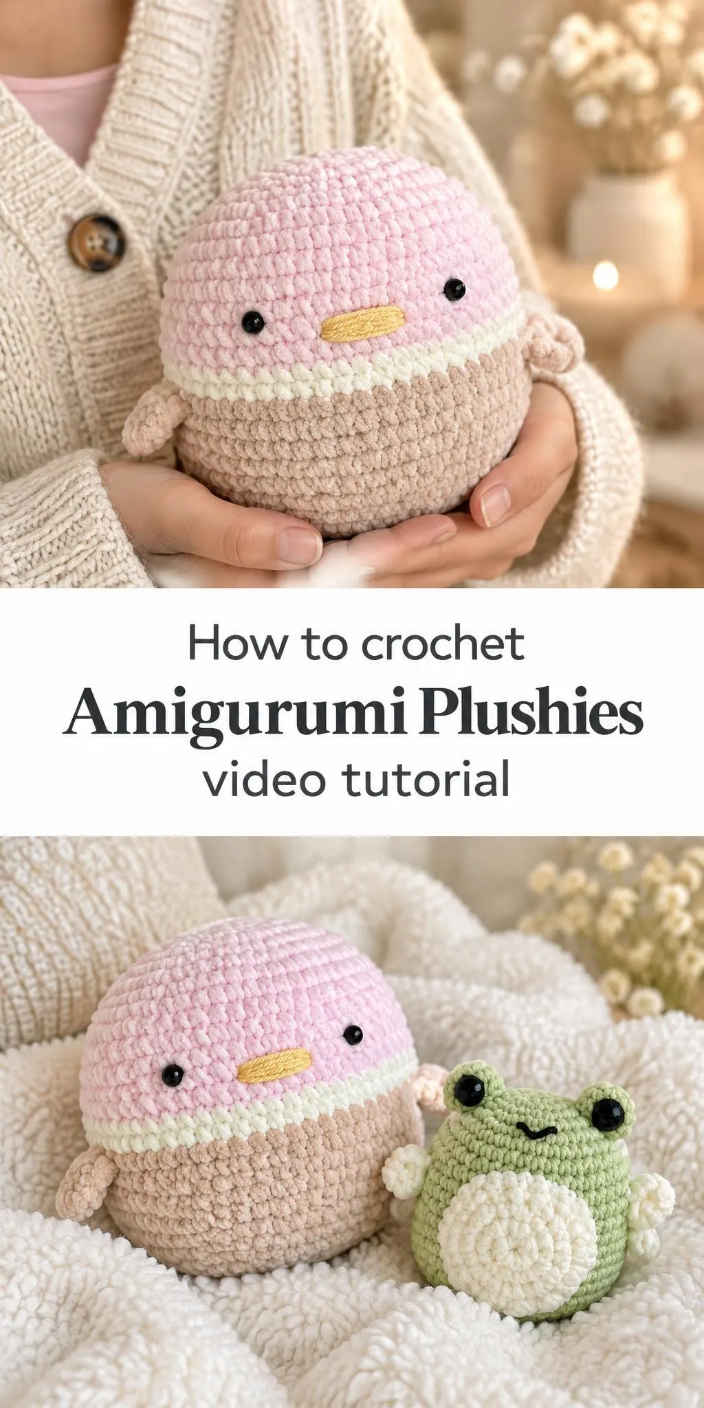 Dive into the charming craft of crochet amigurumi plushies. This guide offers step-by-step instructions for creating adorable characters like a pastel duck and a sage frog, perfect for gifts or home decor.