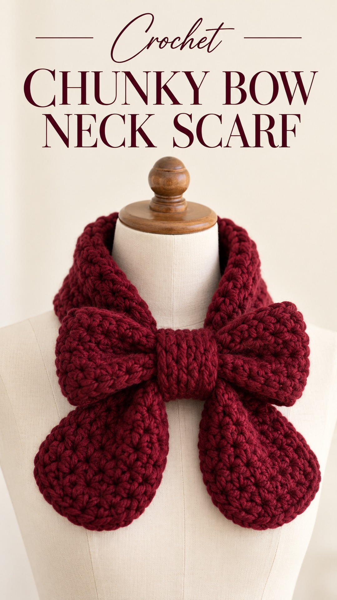 Crochet chunky bow neck scarf