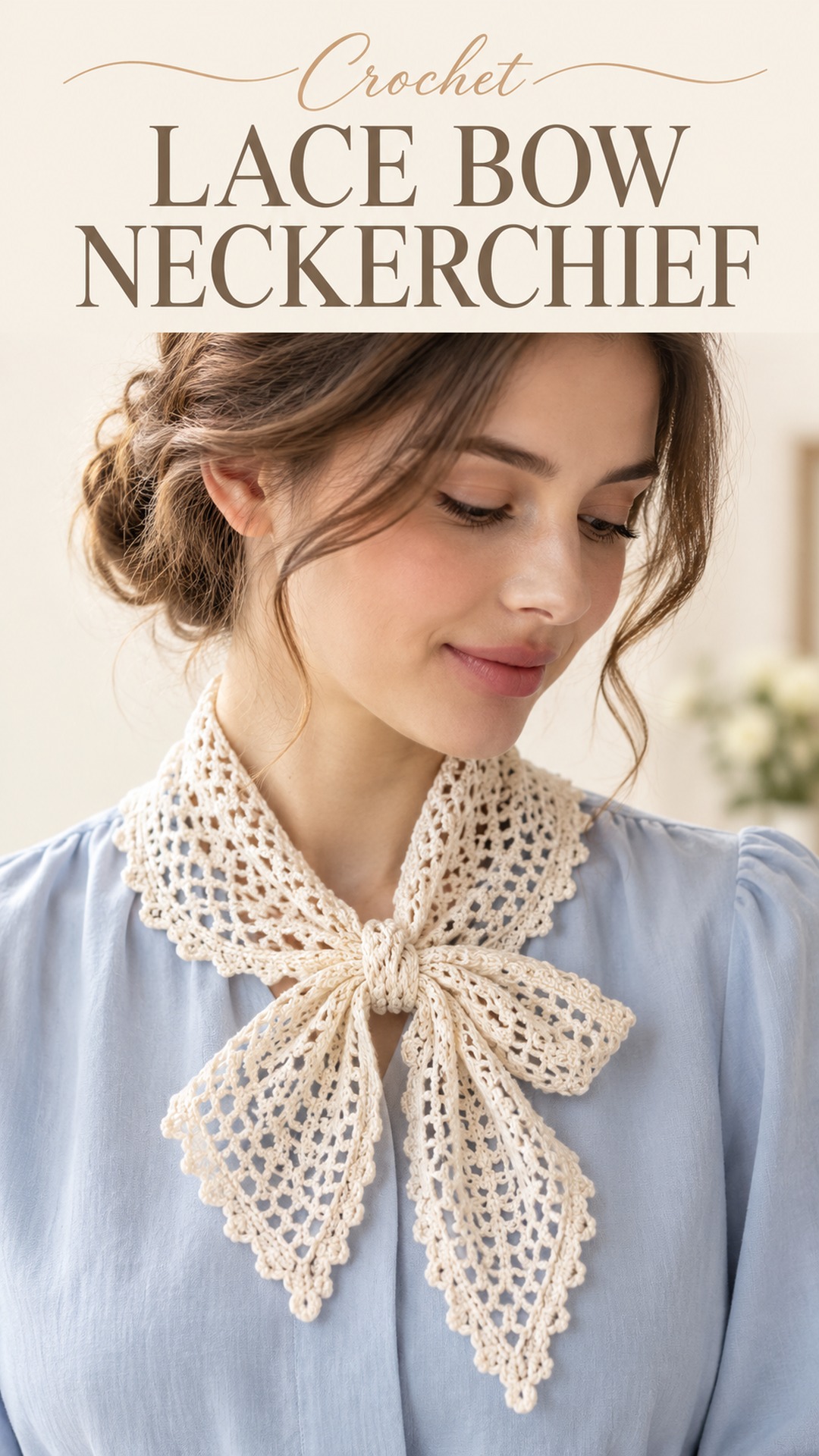Crochet lace bow neckerchief