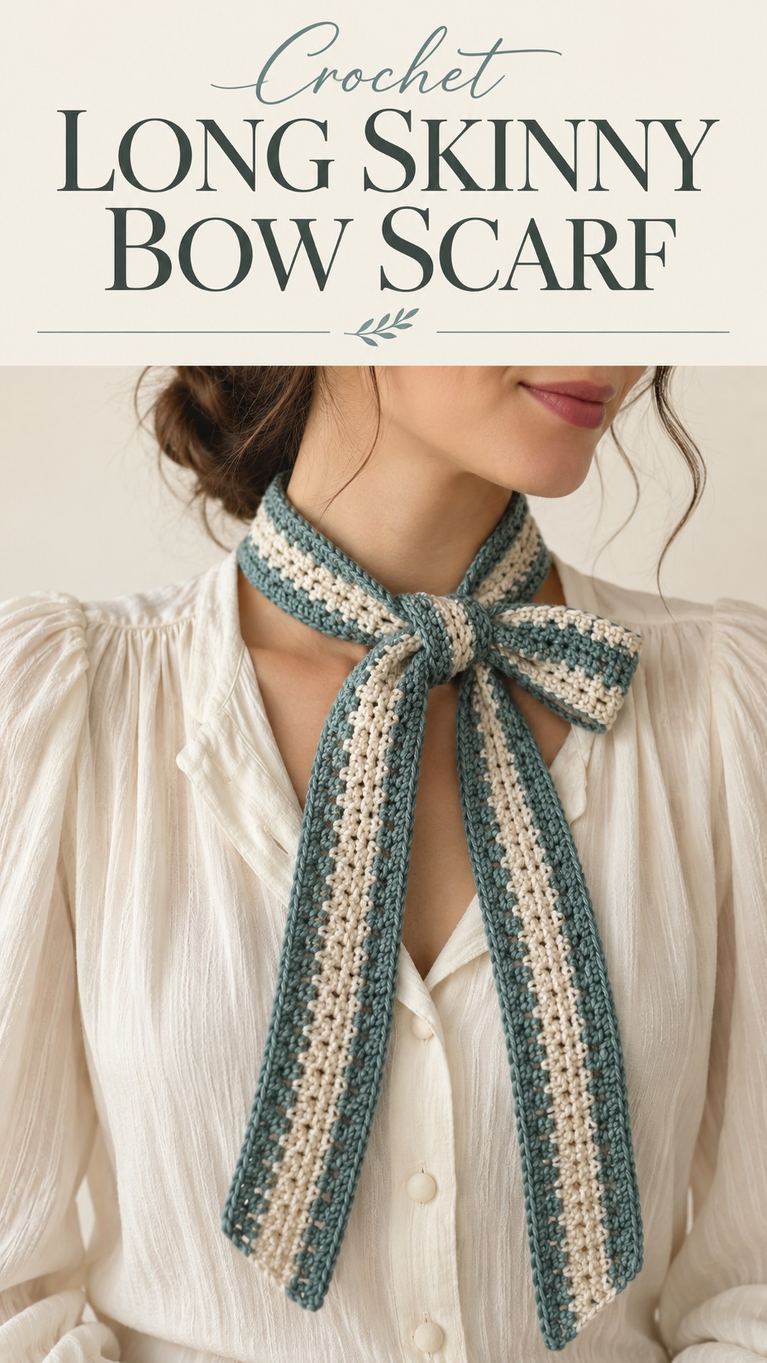 Crochet long skinny bow scarf