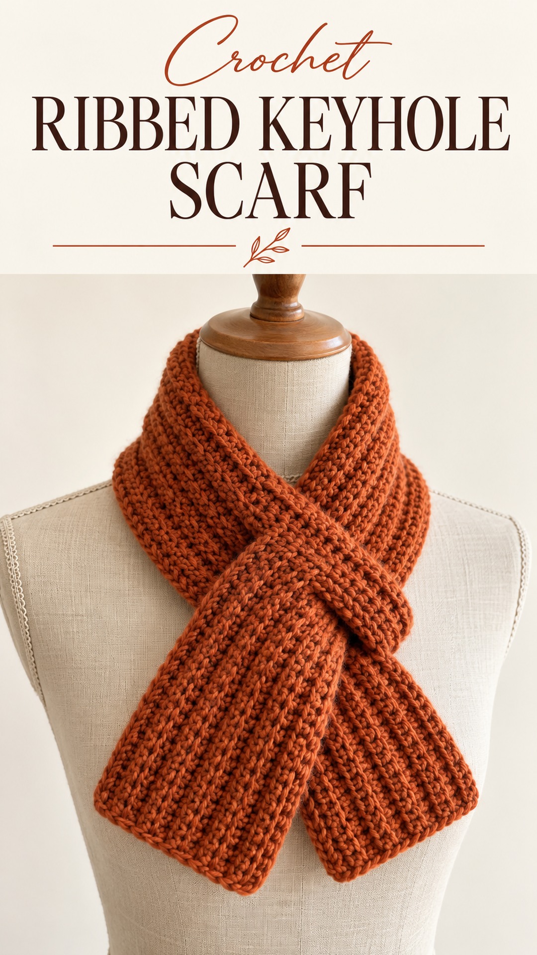 Crochet ribbed keyhole scarf