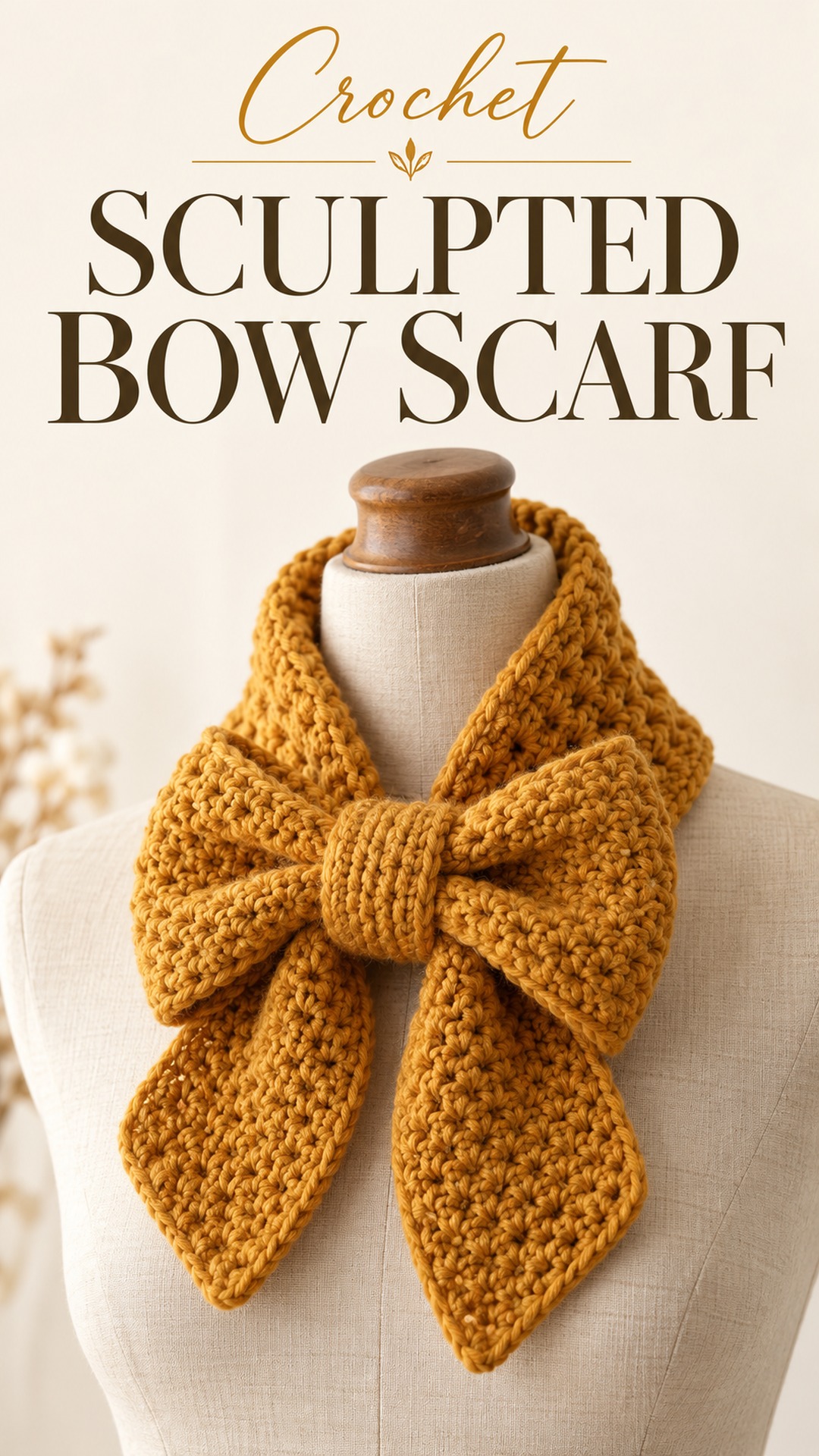 Crochet sculpted bow scarf