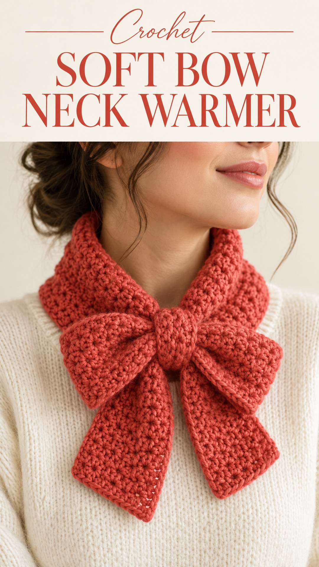 Crochet soft bow neck warmer