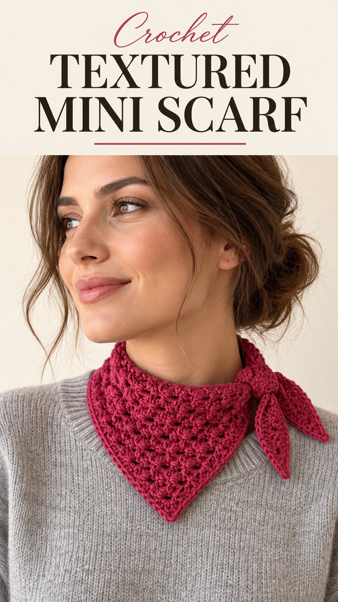 Crochet textured mini scarf