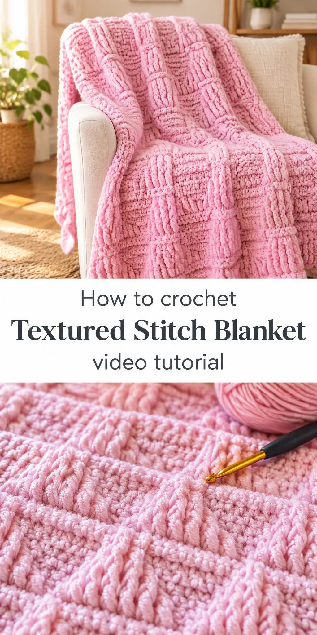 Create a stunning crochet textured stitch blanket that adds warmth and style to any room. This timeless classic features raised columns and flat panels for a beautiful design. Perfect for nurseries or as a cozy throw, follow our tutorial to make your own.