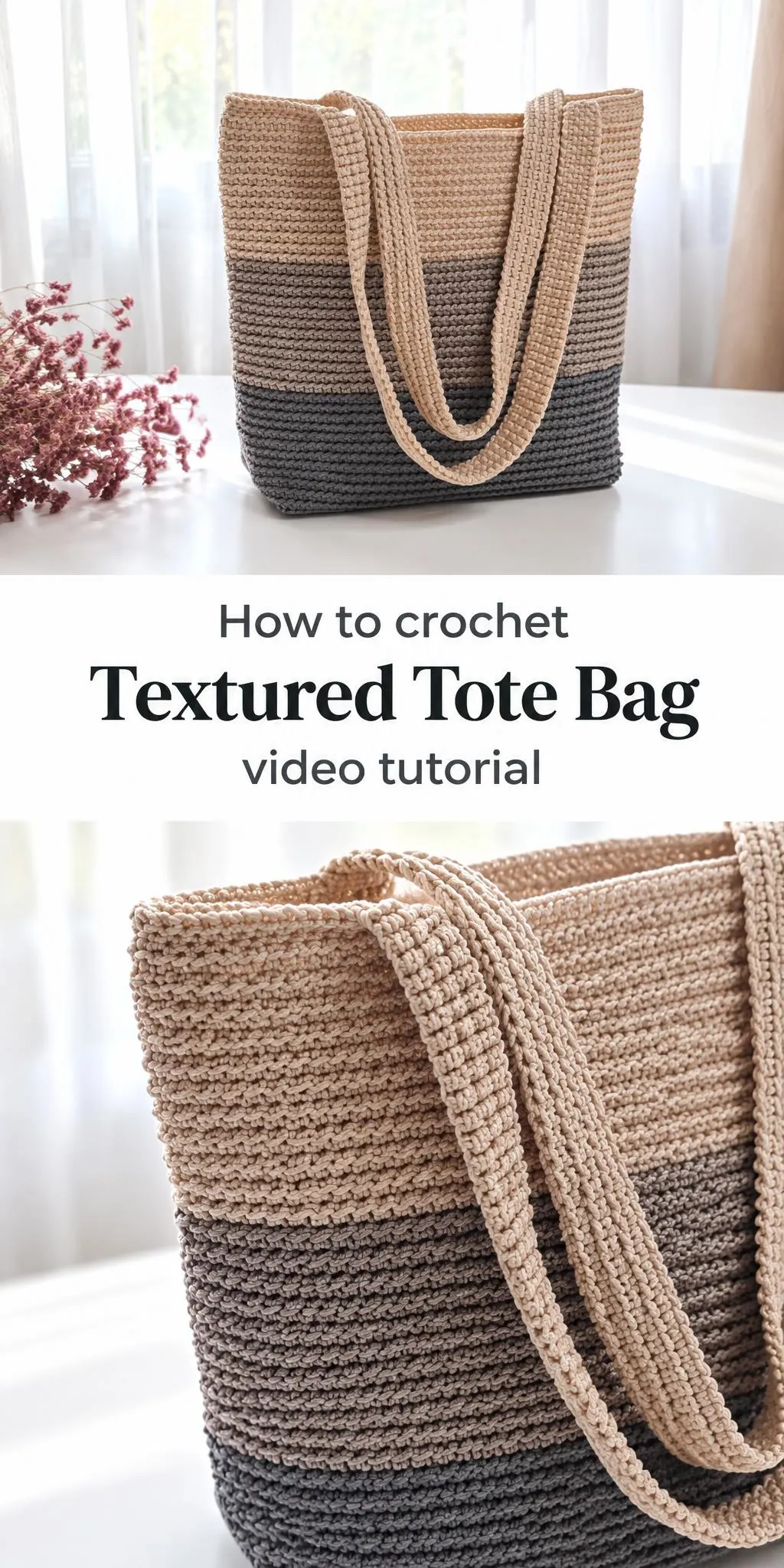 Create a beautiful crochet textured tote bag that combines style and functionality. This easy-to-follow pattern features a three-tone color block design, perfect for carrying essentials to the market or office. Customize it to match your wardrobe!