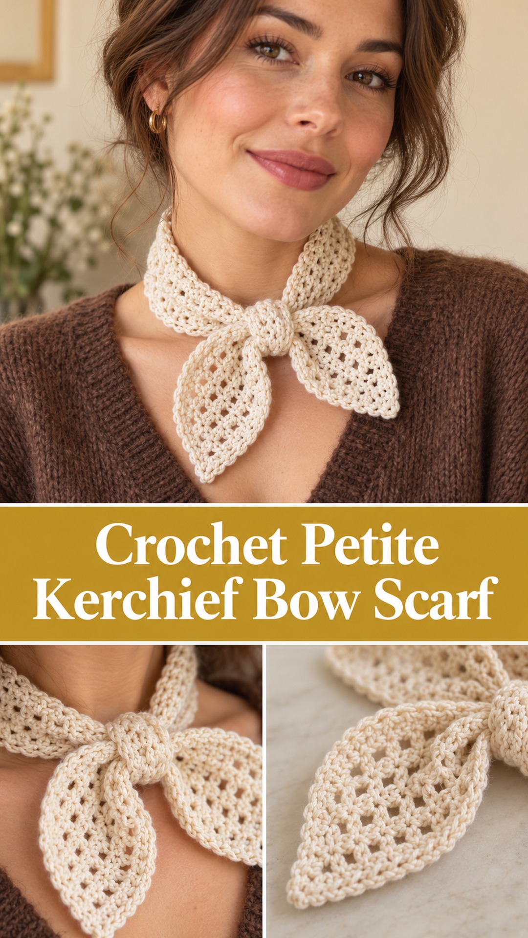Crochet Petite Kerchief Bow Scarf